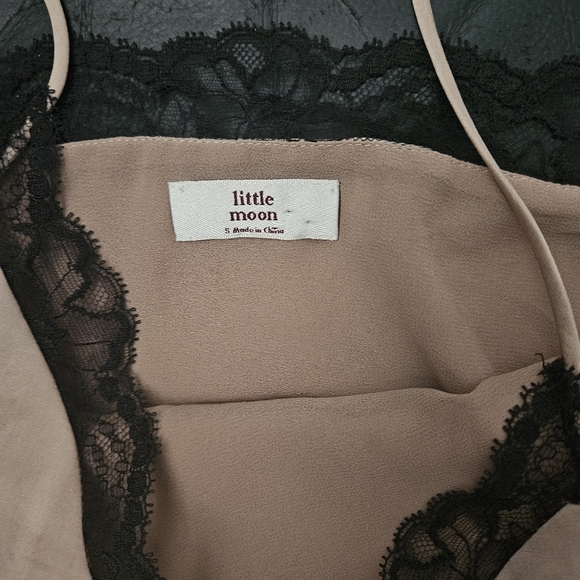 Little Moon Aritzia Sz Small Lace Bronze Camisole Layered  Top Blouse - Picture 4 of 10